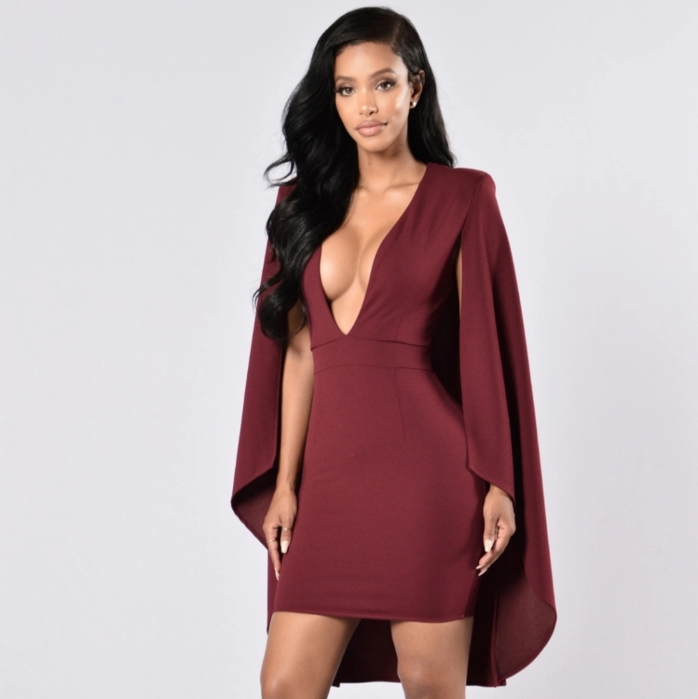 Fashion Nova "Can't Find Me Cape" Dress